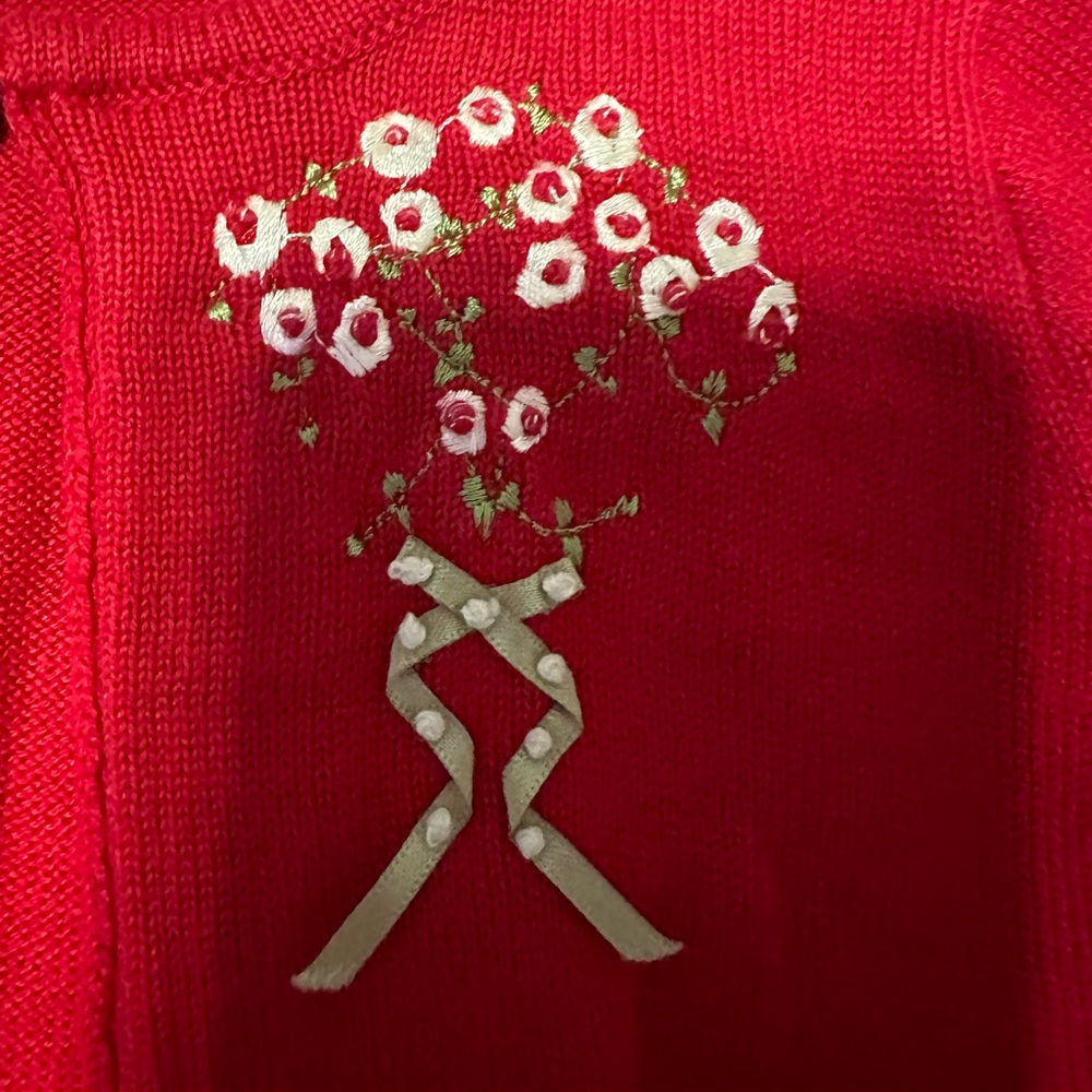 NWOT American Princess Red Flower Bouquet Short Cardigan Size 9 Months - Picture 4 of 5